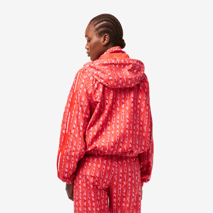 Жене велика јакна са капуљачом 86882438 наранџасто црвено розе зи1 Lacoste