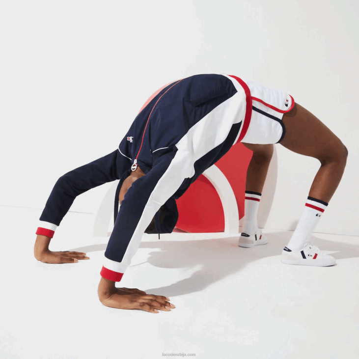 Жене спорт Френцх спортинг спирит едитион јакна од флиса са патент затварачем 86882610 тамноплава бела црвена закон Lacoste