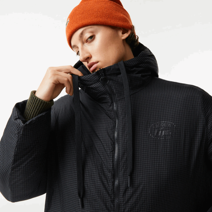 Жене водоодбојна реверзибилна дуга јакна 86882613 црна 031 Lacoste