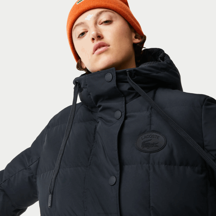 Жене водоодбојна реверзибилна дуга јакна 86882613 црна 031 Lacoste