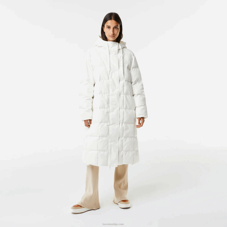 Жене водоодбојна реверзибилна дуга јакна 86882614 бела 70в Lacoste