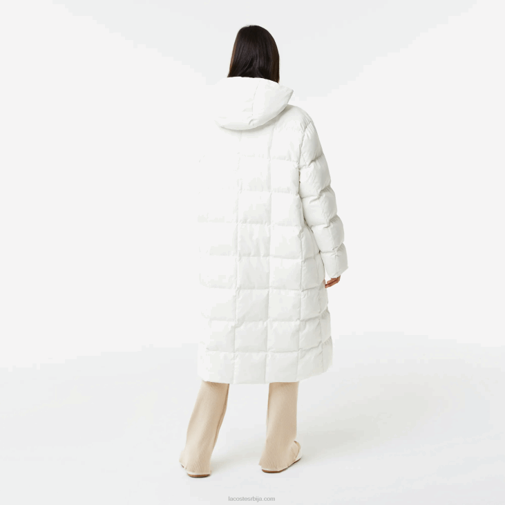 Жене водоодбојна реверзибилна дуга јакна 86882614 бела 70в Lacoste