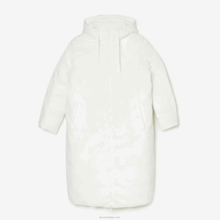 Жене водоодбојна реверзибилна дуга јакна 86882614 бела 70в Lacoste