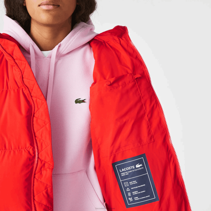 Жене склопива подстављена јакна 86882617 црвена ф8м Lacoste