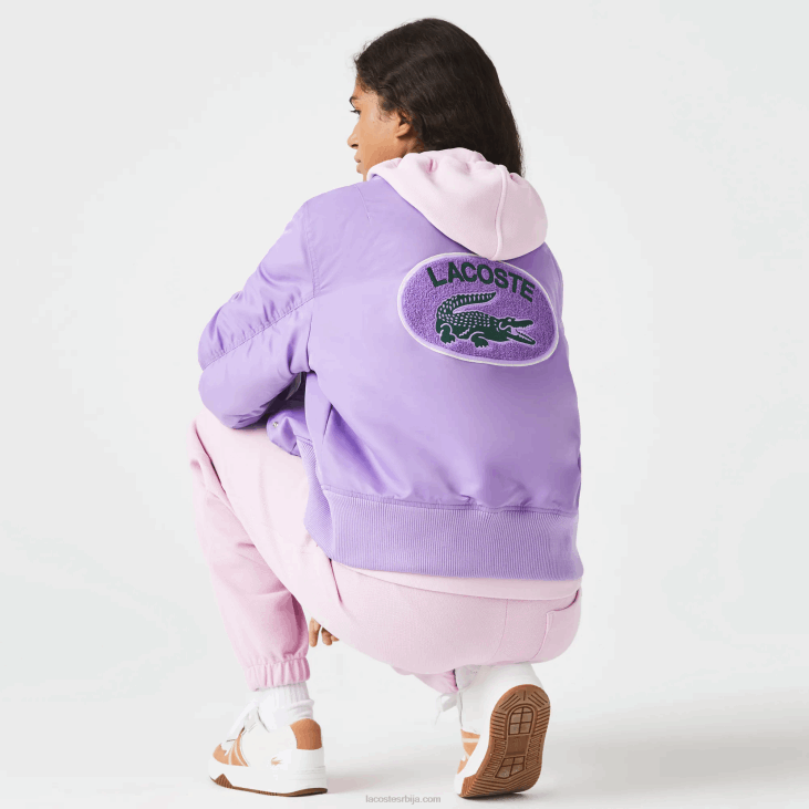 Жене прошивена најлонска јакна 86882624 пурпле гфу Lacoste
