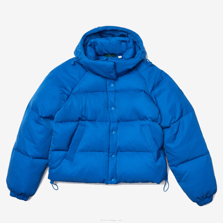 Жене кратка прошивена кишна јакна са живом одвојивом капуљачом 86882632 блуе кпт Lacoste