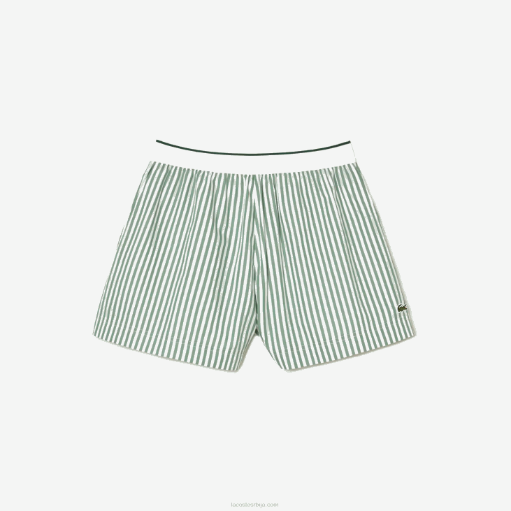 Жене пругасте памучне памучне шорц 86882455 бели каки зелени ви4 Lacoste