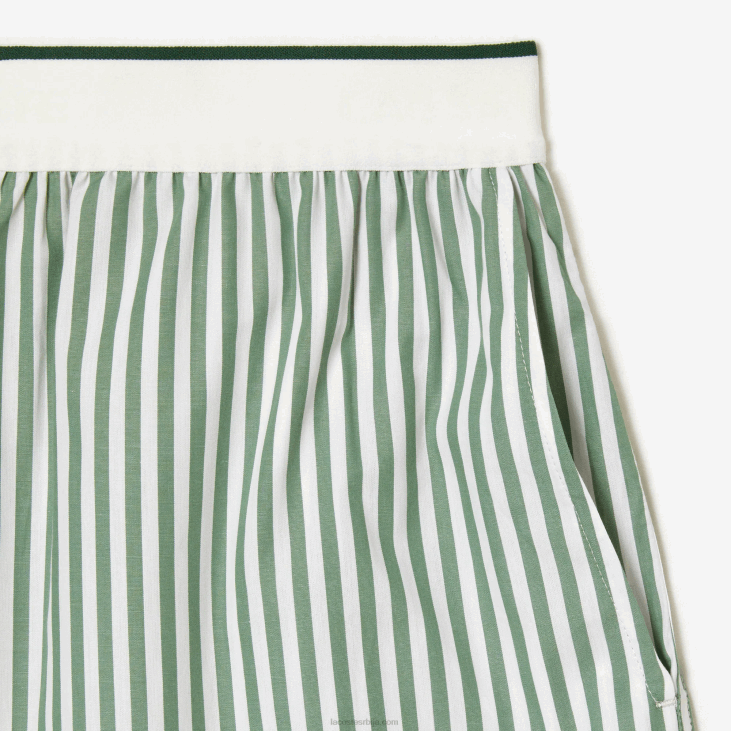 Жене пругасте памучне памучне шорц 86882455 бели каки зелени ви4 Lacoste