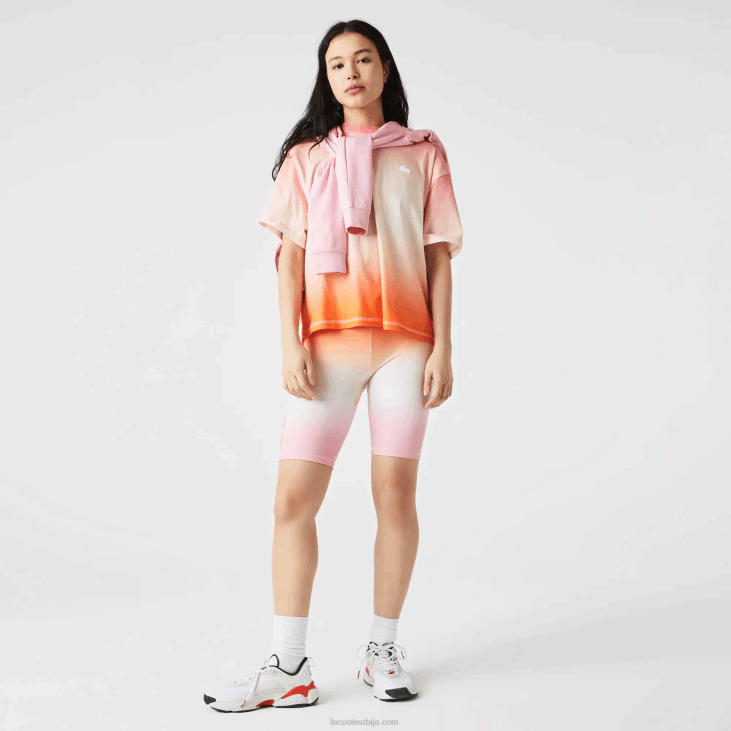 Жене спортски летњи пакет градијент бициклистичких шорц 86882661 розе бела наранџаста дфк Lacoste
