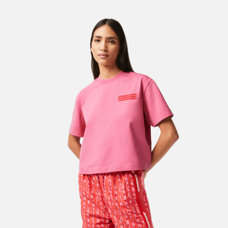 Жене превелика мајица од памучног дреса 86882428 розе 2р3 Lacoste