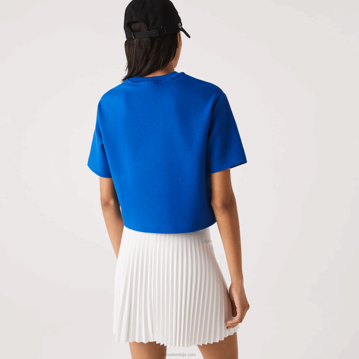 Жене мајица лабавог кроја са штампаним тракама 86882546 плава к1к Lacoste