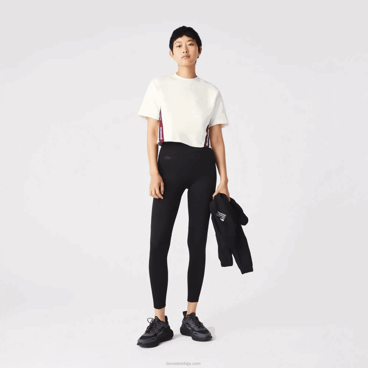 Жене мајица лабавог кроја са штампаним тракама 86882547 бела 70в Lacoste