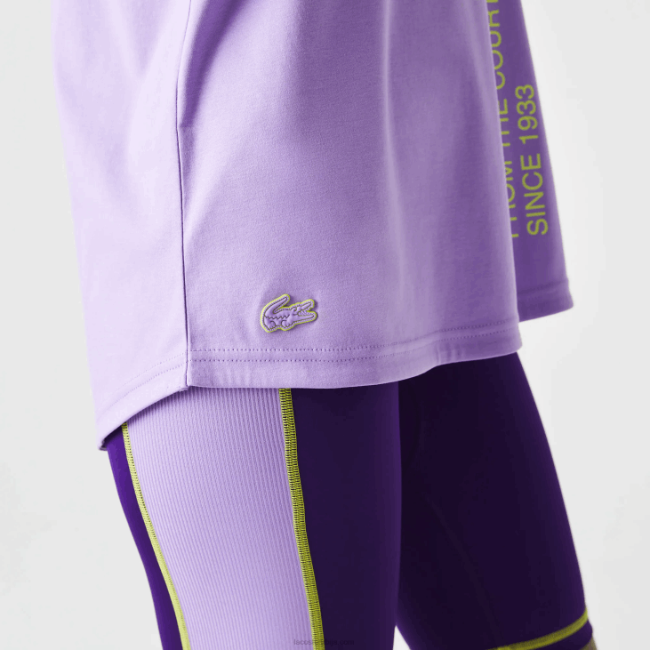 Жене спортска мајица слободног кроја са ознаком координата 86882557 пурпле гфу Lacoste