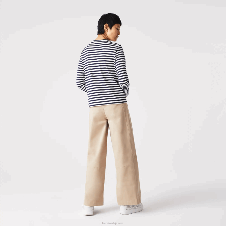 Жене пругаста памучна мајица од дреса 86882559 црно/бело хв Lacoste