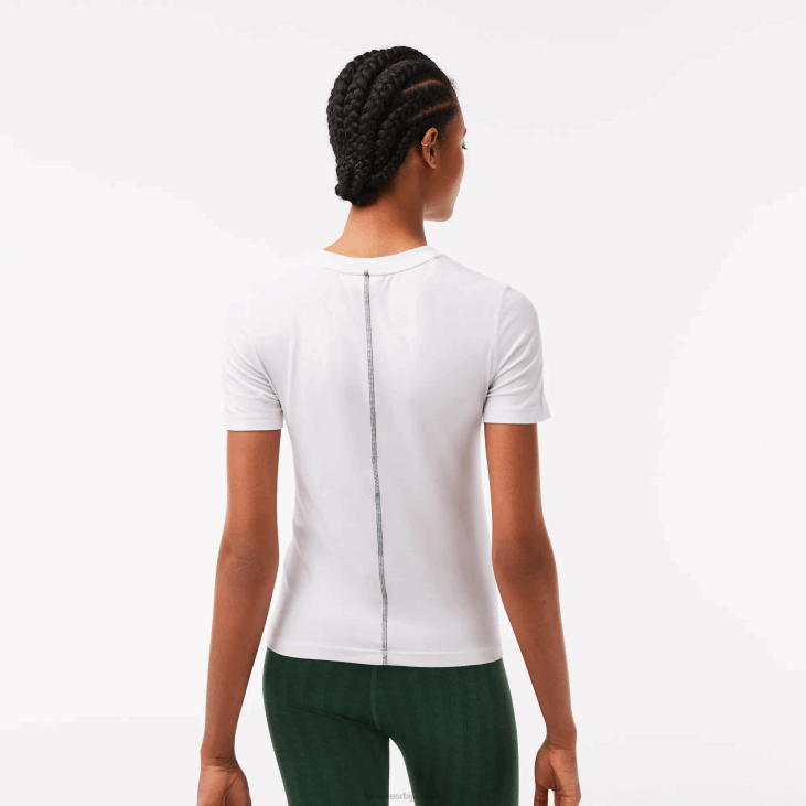 Жене мајица од мешавине памука са округлим изрезом 86882563 бела 001 Lacoste