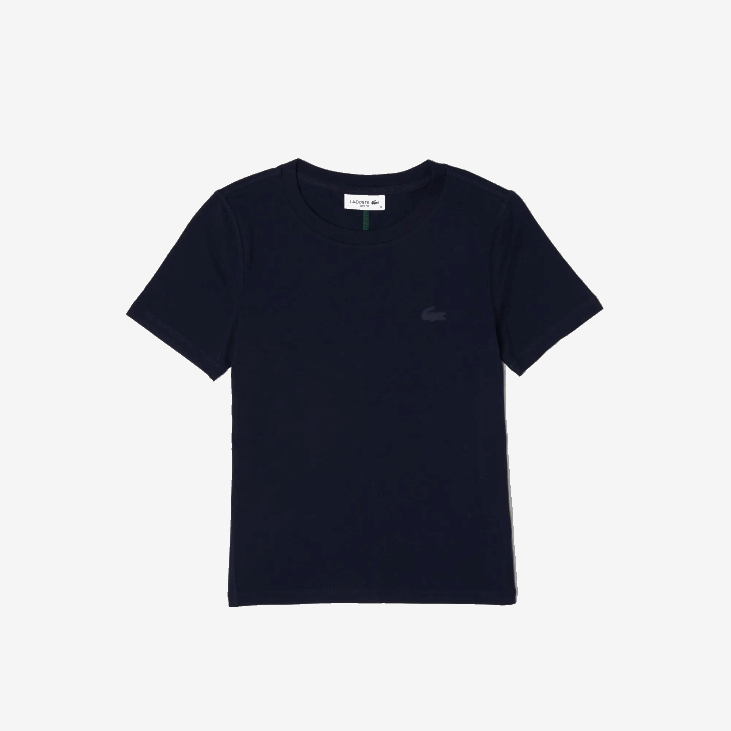 Жене мајица од мешавине памука са округлим изрезом 86882564 тамноплава 166 Lacoste