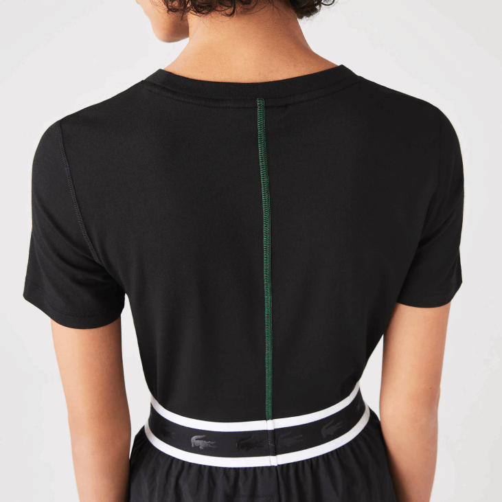 Жене мајица од мешавине памука са округлим изрезом 86882566 црна 031 Lacoste