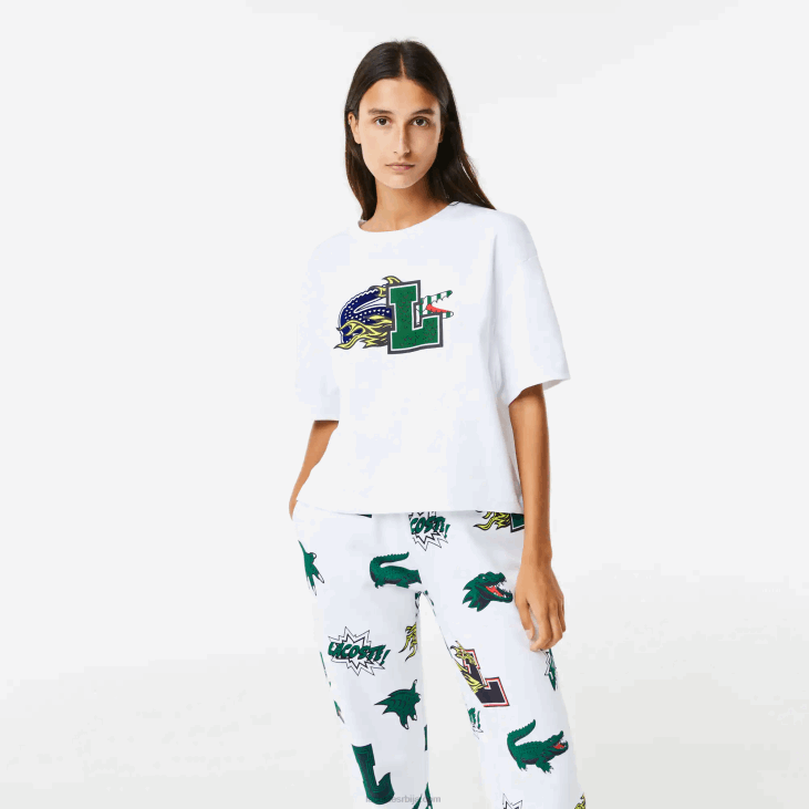 Жене превелика мајица од органског памука 86882567 бела 001 Lacoste