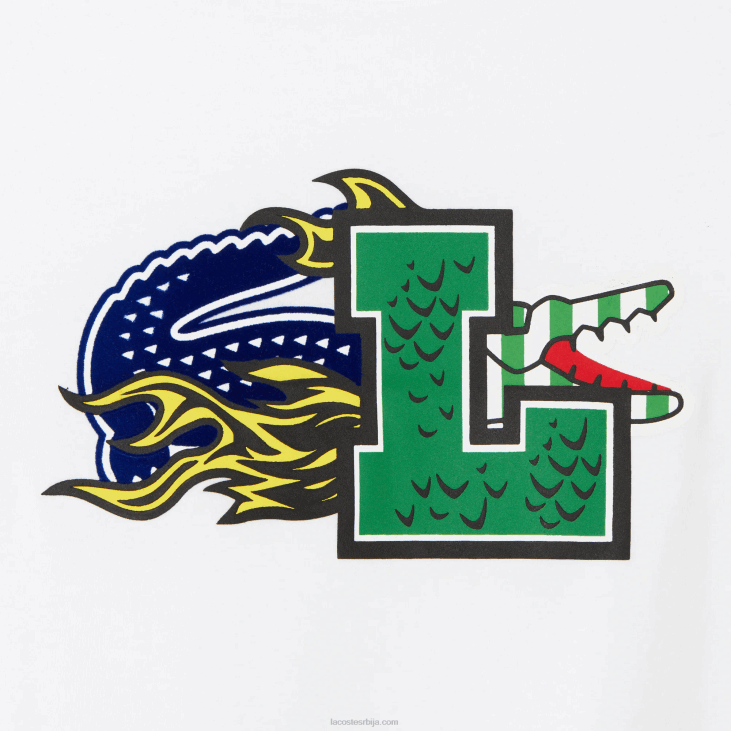 Жене превелика мајица од органског памука 86882567 бела 001 Lacoste