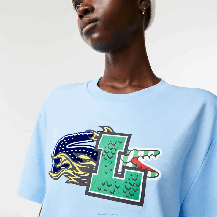 Жене превелика мајица од органског памука 86882568 блуе хбп Lacoste