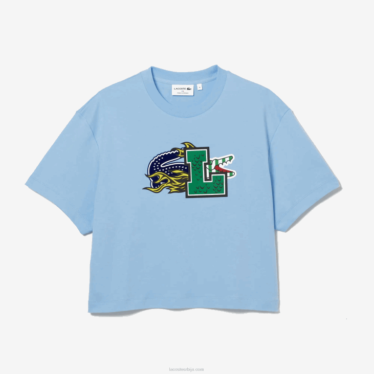 Жене превелика мајица од органског памука 86882568 блуе хбп Lacoste