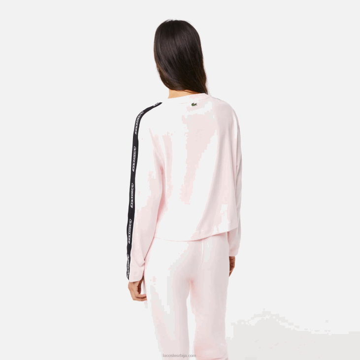 Жене лабава мајица са штампаним тракама 86882570 светло розе т03 Lacoste