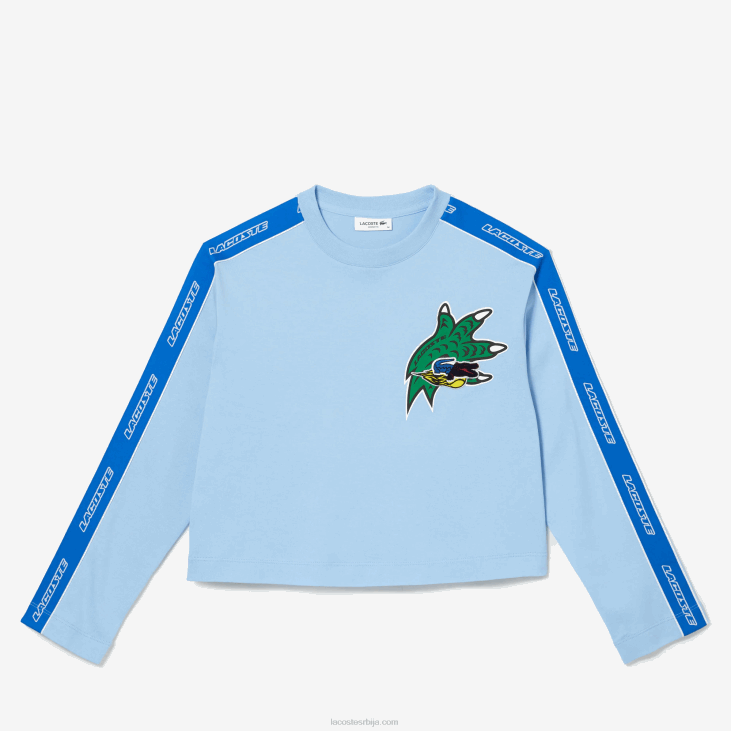 Жене лабава мајица са штампаним тракама 86882571 блуе хбп Lacoste