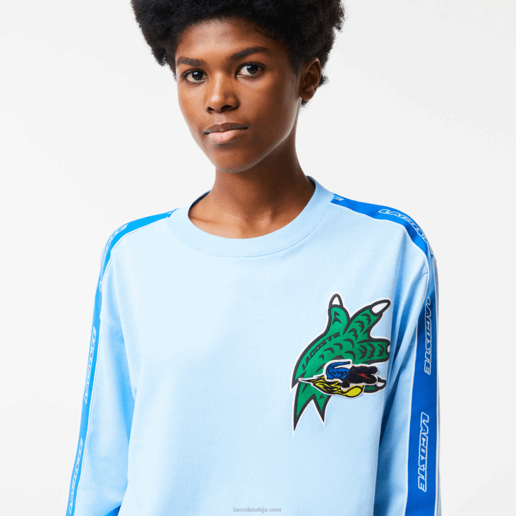 Жене лабава мајица са штампаним тракама 86882571 блуе хбп Lacoste