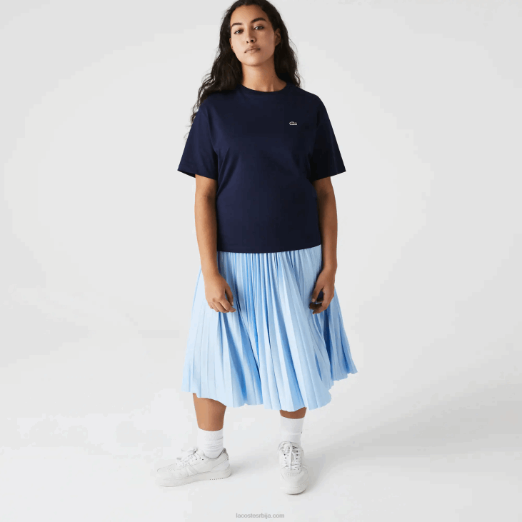 Жене премиум памучна мајица са округлим изрезом 86882589 тамноплава 166 Lacoste