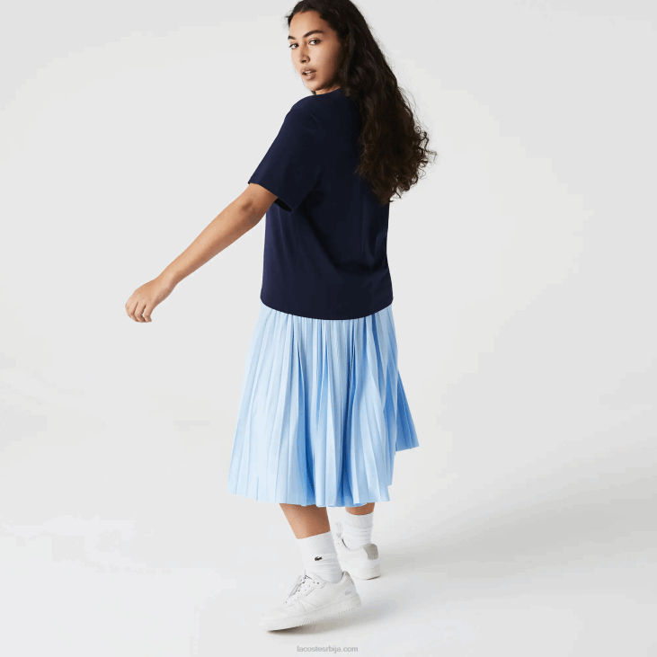 Жене премиум памучна мајица са округлим изрезом 86882589 тамноплава 166 Lacoste