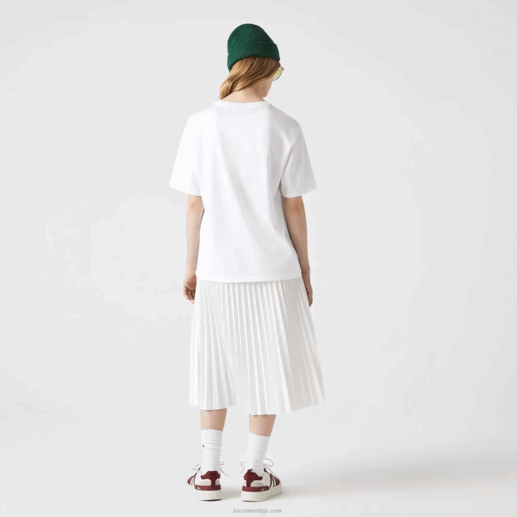 Жене премиум памучна мајица са округлим изрезом 86882590 бела 001 Lacoste