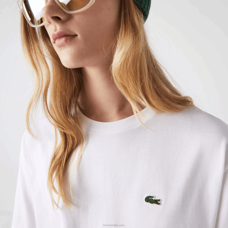 Жене премиум памучна мајица са округлим изрезом 86882590 бела 001 Lacoste
