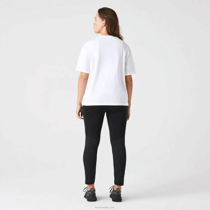 Жене премиум памучна мајица са округлим изрезом 86882590 бела 001 Lacoste