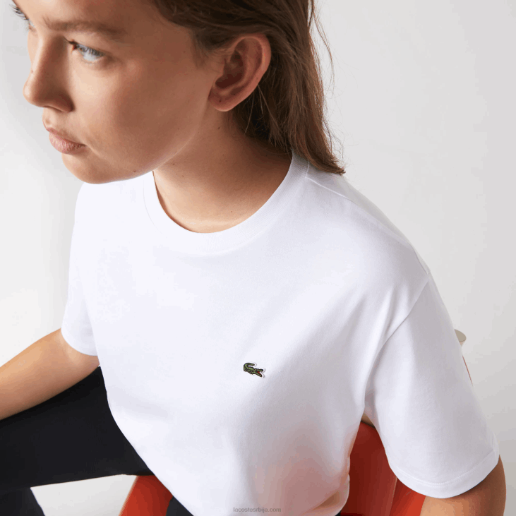 Жене премиум памучна мајица са округлим изрезом 86882590 бела 001 Lacoste
