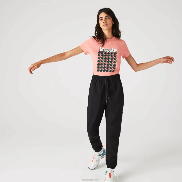 Жене спортска прозрачна мајица са узорком паса 86882596 розе бела зелена кзц Lacoste