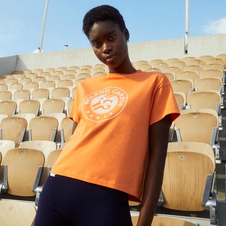 Жене спортска мајица слободног кроја Ролан Гарос 86882604 наранџасто бело фнф Lacoste