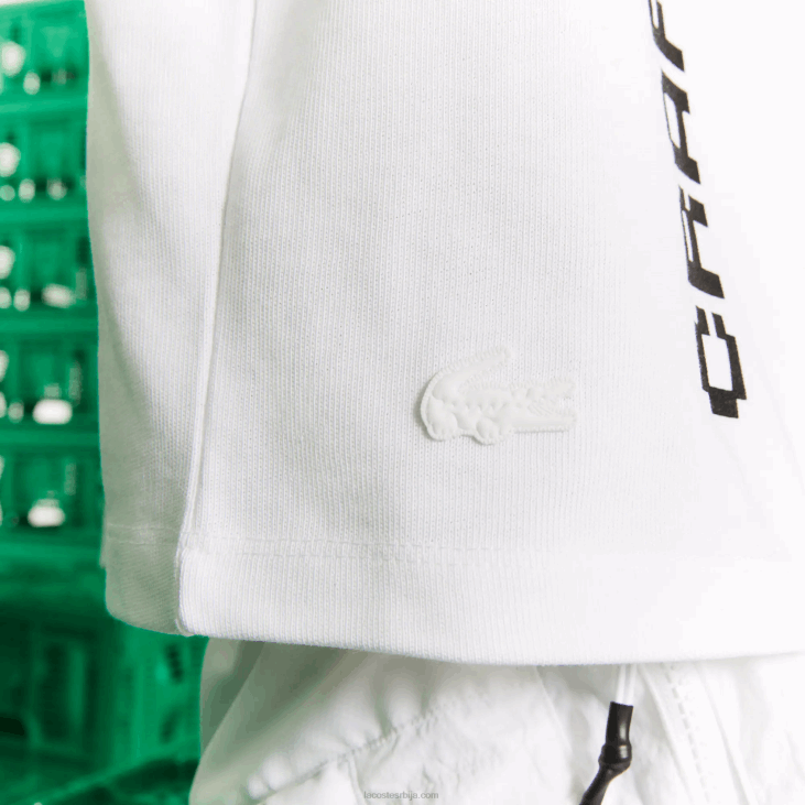 Жене ливе к минецрафт кратка мајица од органског памука 86882605 бела 001 Lacoste