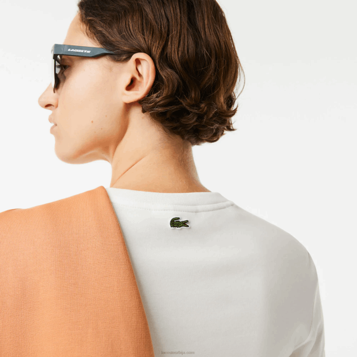 Жене слободна мајица од органског памука 86882609 бела 70в Lacoste