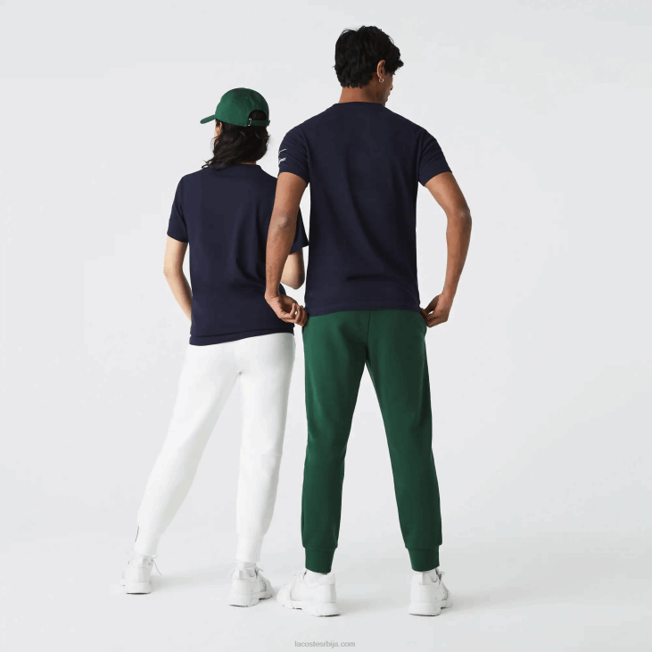 Жене спорт к тхео цурин мајица са графичким дресом 8688944 морнарско плава бела влл Lacoste