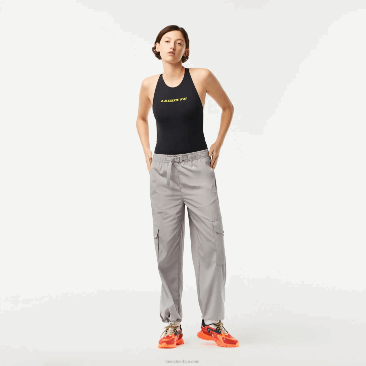 Жене широке карго панталоне 86882450 сива кзв Lacoste