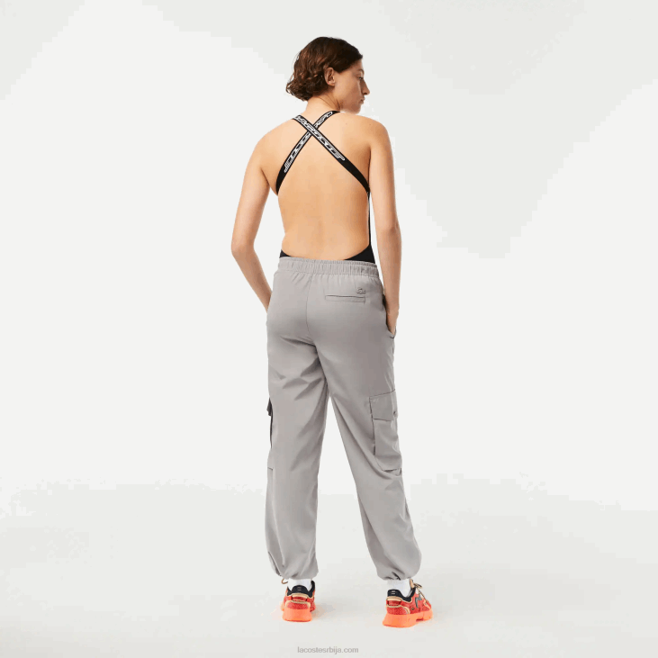 Жене широке карго панталоне 86882450 сива кзв Lacoste