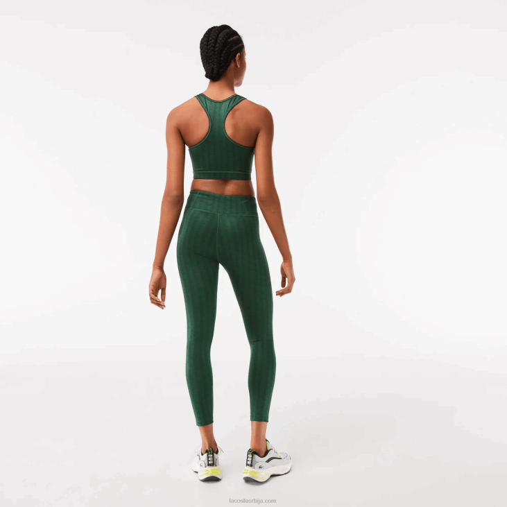 Жене спортске хеланке високог струка са целом штампом 86882573 зелено д1р Lacoste