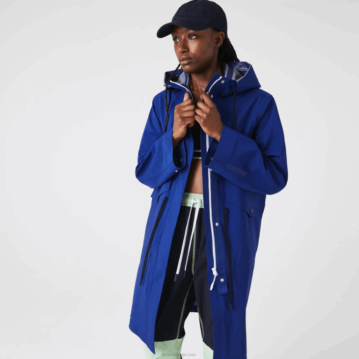 Жене дуга водоотпорна парка са капуљачом 86882628 блуе бдм Lacoste