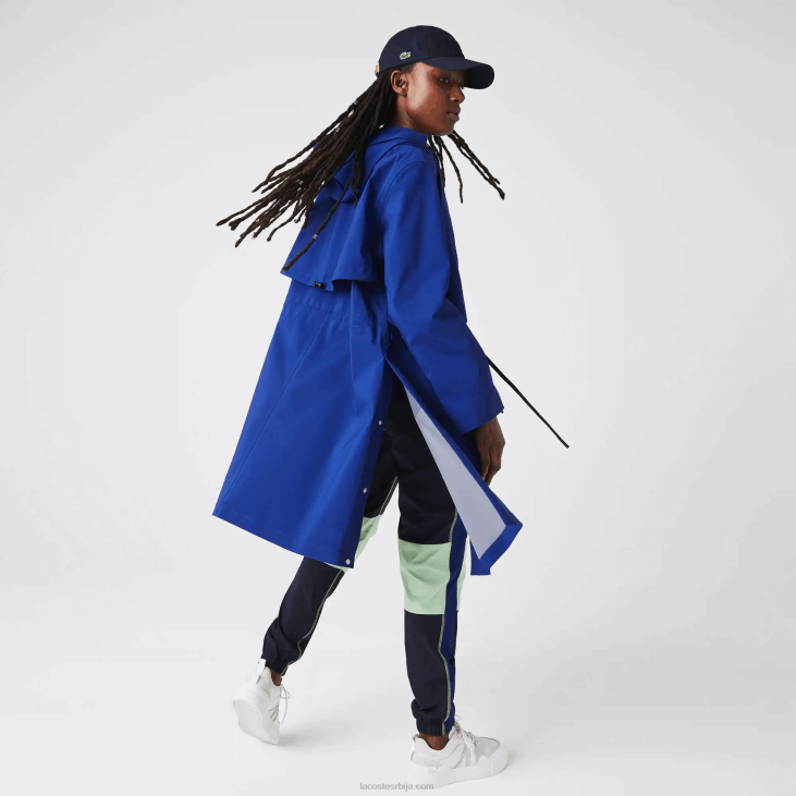 Жене дуга водоотпорна парка са капуљачом 86882628 блуе бдм Lacoste