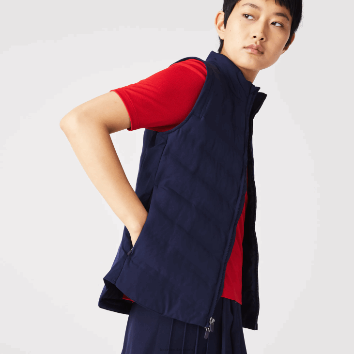 Жене спортски прошивени прслук за голф 86882630 тамноплава 423 Lacoste