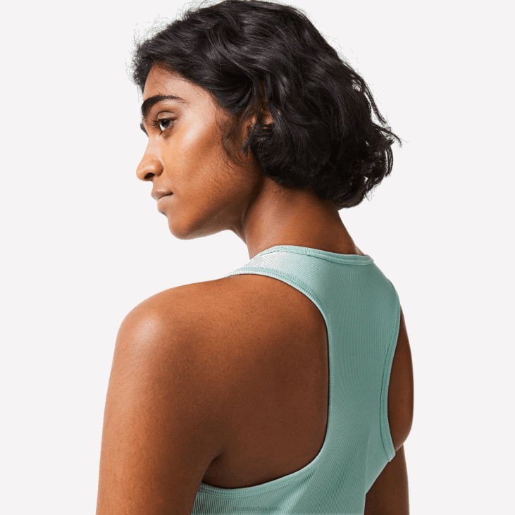 Жене спорт слим фит ребраста мајица без рукава 86882386 минт лгф Lacoste