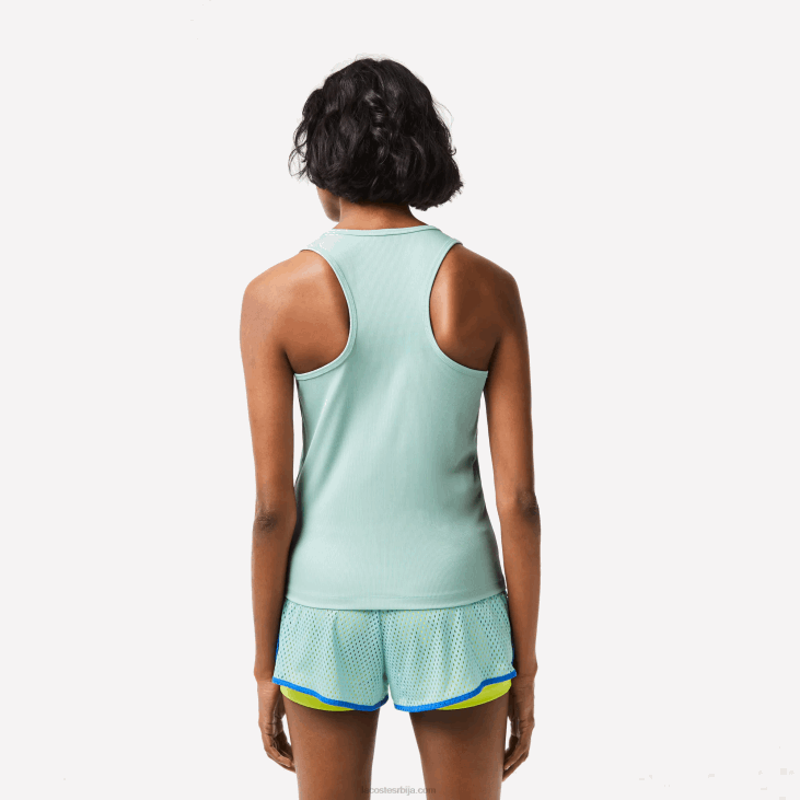 Жене спорт слим фит ребраста мајица без рукава 86882386 минт лгф Lacoste