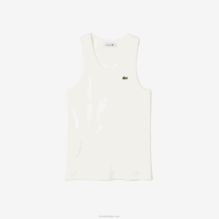 Жене слим фит топ од органског памука 86882422 бела 70в Lacoste