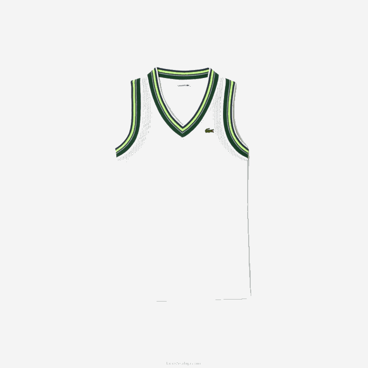 Жене мајица са контрастним в изрезом 86882442 бела 001 Lacoste