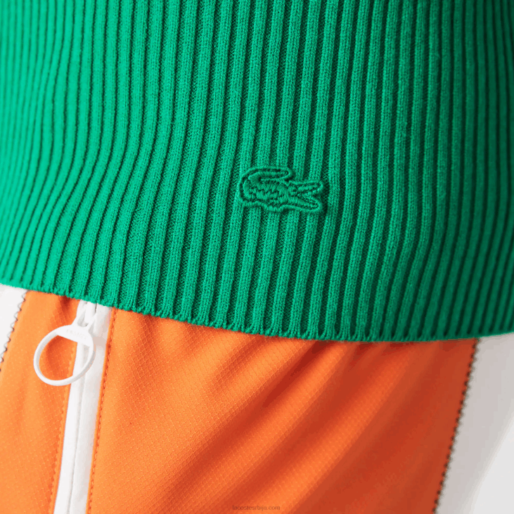 Жене бешавна ребраста плетена мајица без шавова 86882647 зелени лдм Lacoste